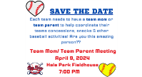 Team Mom/Team Parent Meeting April 9th!